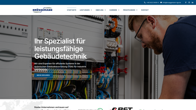 Website Brüggemann TGA – Referenz Webdesign Eggert Media