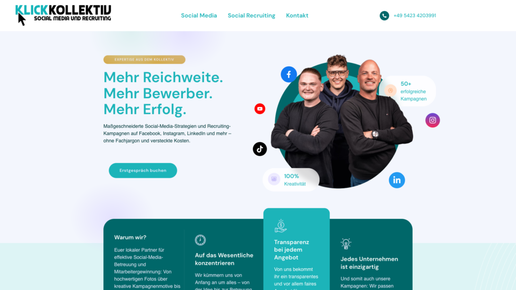 Website Klick Kollektiv – Referenz Webdesign Eggert Media